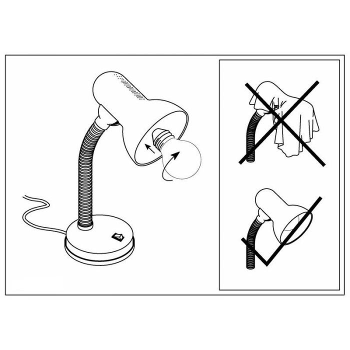 Plastikowa lampa biurkowa biała, Granza, z przełącznik