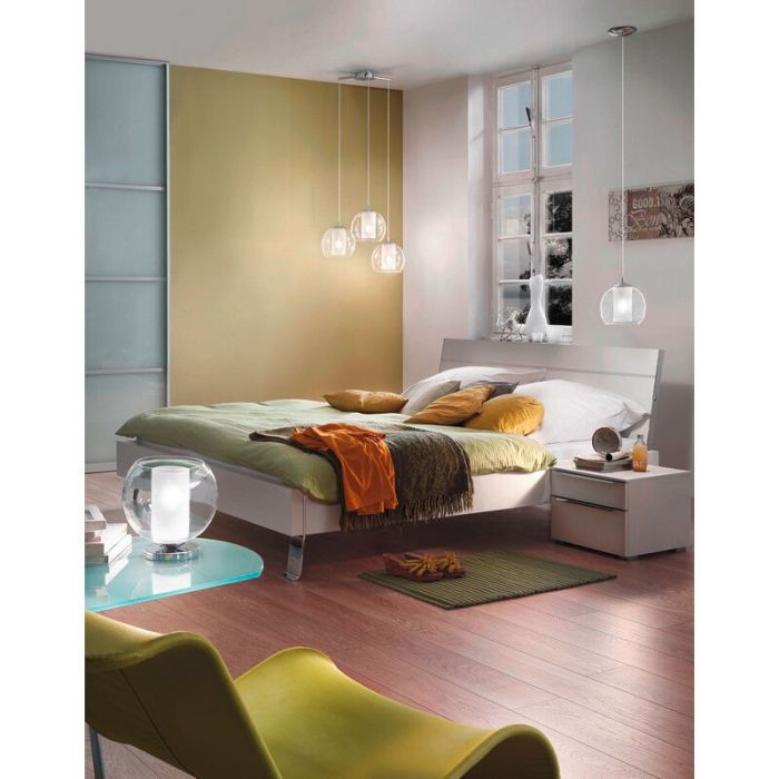 Szklana design lampa wisząca chromowana, Silvijn