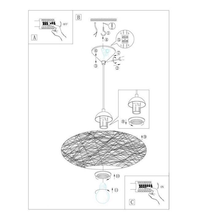 Plastikowa design lampa wisząca beżowa, Hero
