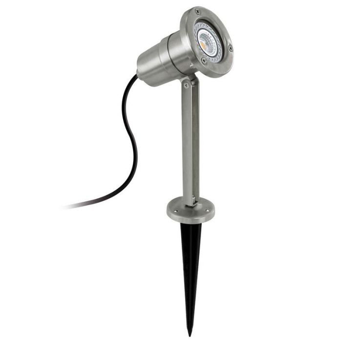 Stal Nierdzewna lampa dogruntowa srebrna, Judy, IP54, z przełącznik