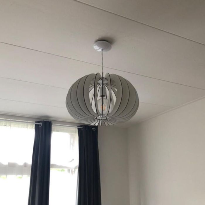 Drewniana rustykalna lampa wisząca biała, Bergama