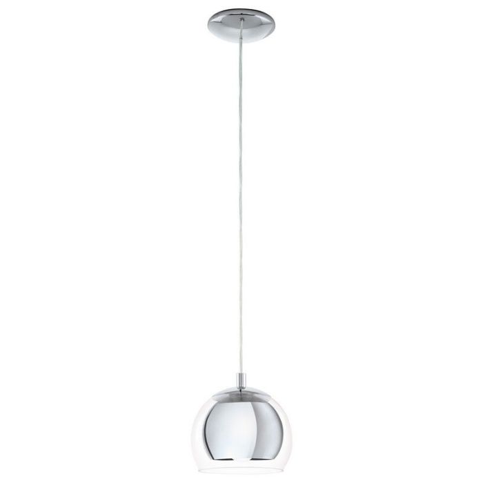 Szklana design lampa wisząca chromowana, Iroma