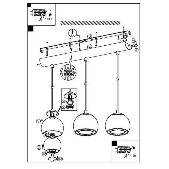 Szklana design lampa wisząca chromowana, Iroma