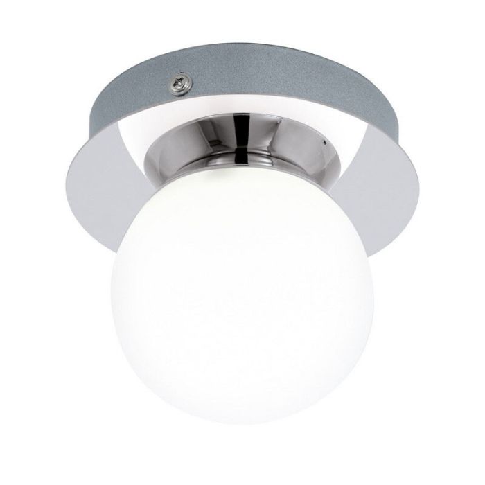 Szklana nowoczesna lampa sufitowa chromowana, Escha, 3W, 3000K LED, IP44