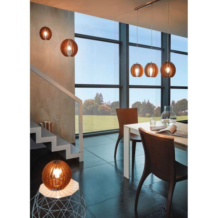 Drewniana rustykalna lampa wisząca brązowa, Bergama