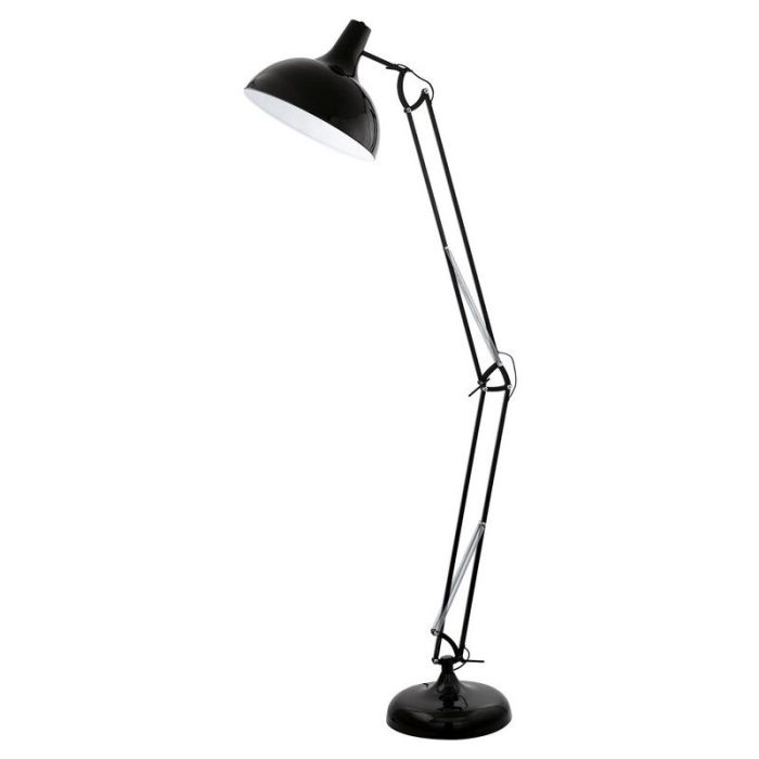 Metalowa industrialna lampa stojąca czarna, Josha, z przełącznik
