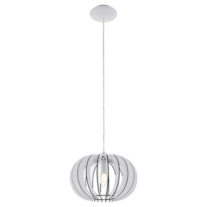Drewniana rustykalna lampa wisząca biała, Kiran