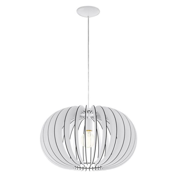 Drewniana rustykalna lampa wisząca biała, Kiran