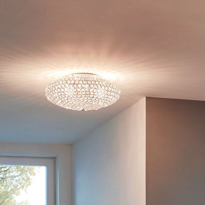 Szklana retro lampa sufitowa chromowana, Annamarie