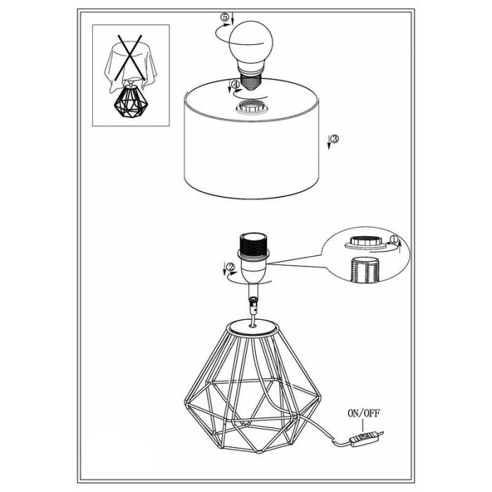 Tkanina design lampa stołowa miedziana, Acri, z przełącznik