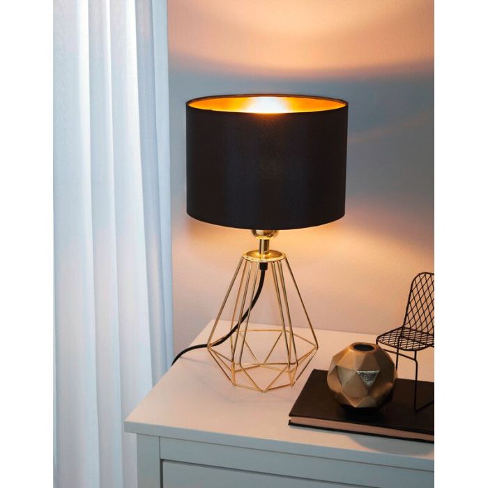 Tkanina design lampa stołowa mosiądz, Acri, z przełącznik
