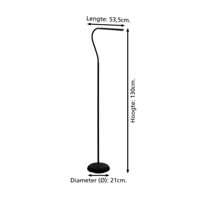 Plastikowa nowoczesna lampa stojąca czarna, Brennan, 5W, 4000K LED, z dotykowy ściemniacz