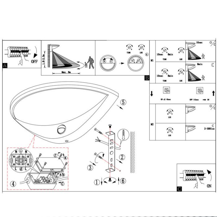 Aluminiowy kinkiet zewnętrzny z czujnikiem ruchu antracytowy, Ryan, IP44