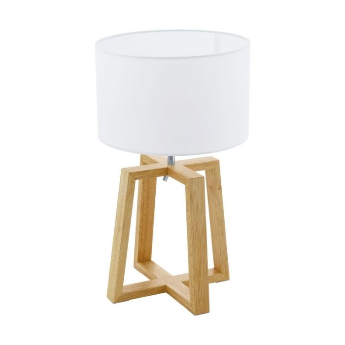 Drewniana lampa stołowa brązowa, Maico, z przełącznik