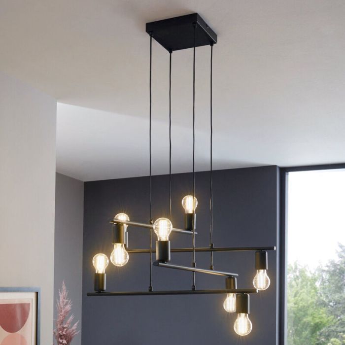 Metalowa industrialna lampa wisząca czarna, Evelyne