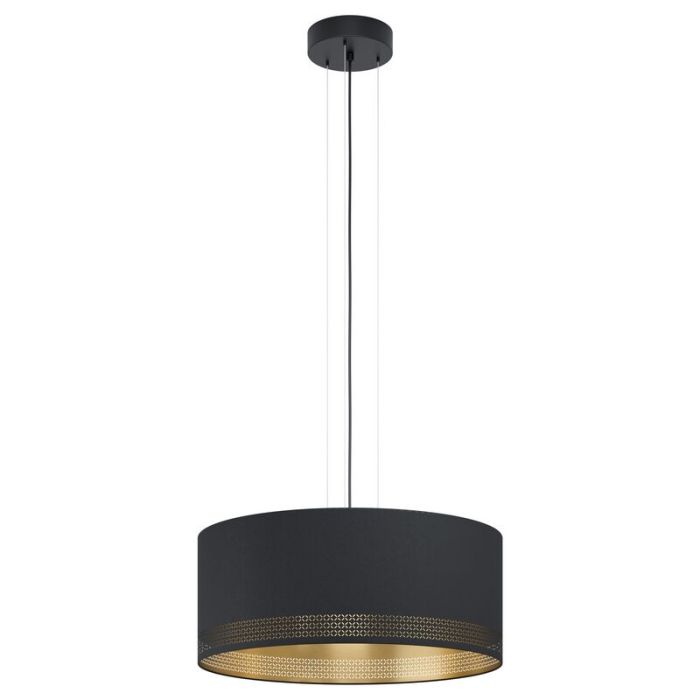 Tkanina nowoczesna lampa wisząca czarna, Niko