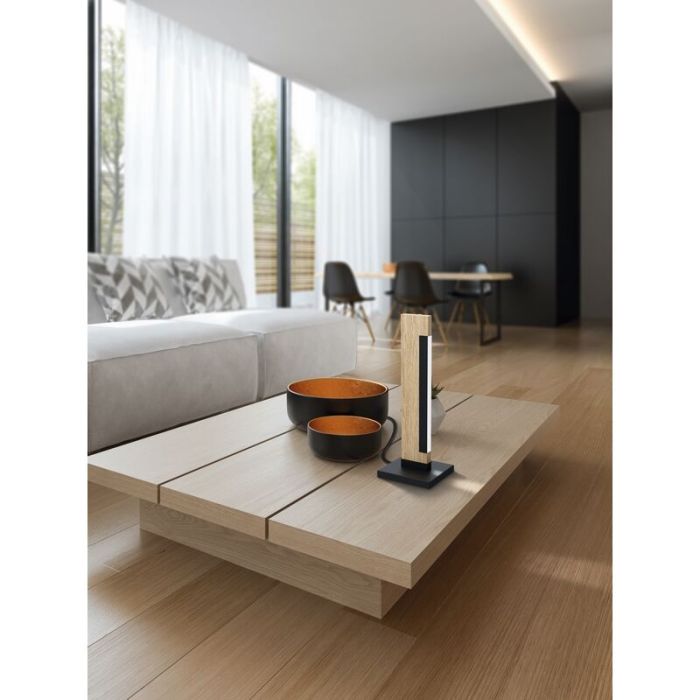 Drewniana lampa stołowa brązowa, Ludovica, 6W, 3000K LED, z przełącznik