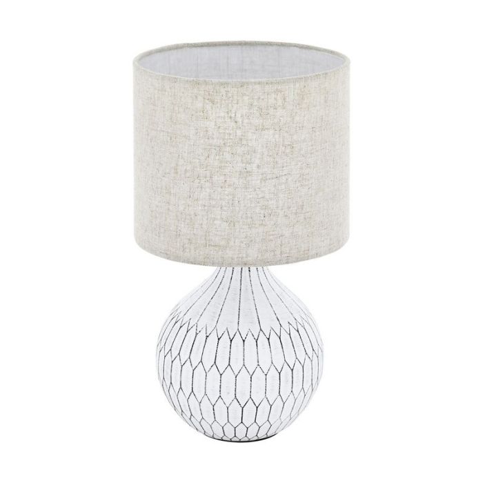 Ceramiczna lampa stołowa biała, Angele, z przełącznik
