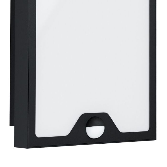 Stalowy nowoczesny kinkiet zewnętrzny z czujnikiem ruchu czarny, Lydian, 16W, 3000K LED, IP44