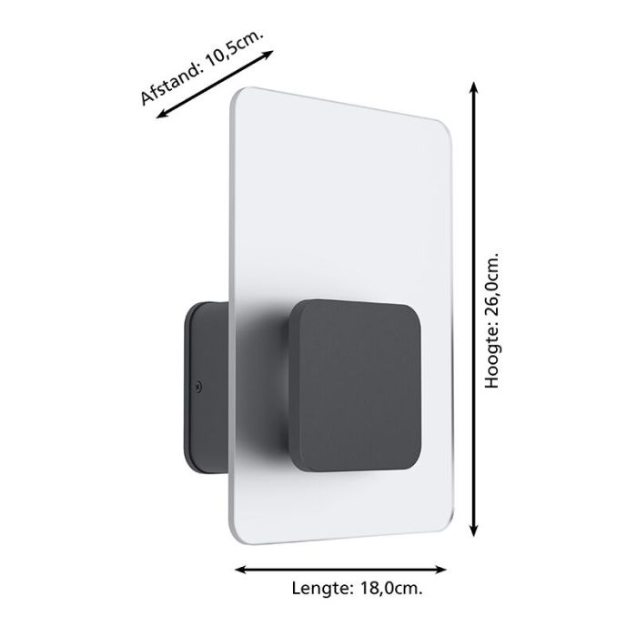 Plastikowa nowoczesna lampa zewnętrzna antracytowa, Lutske, 10W, 3000K LED, IP44