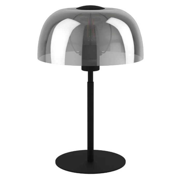 Szklana lampa stołowa czarna, Miam, z przełącznik