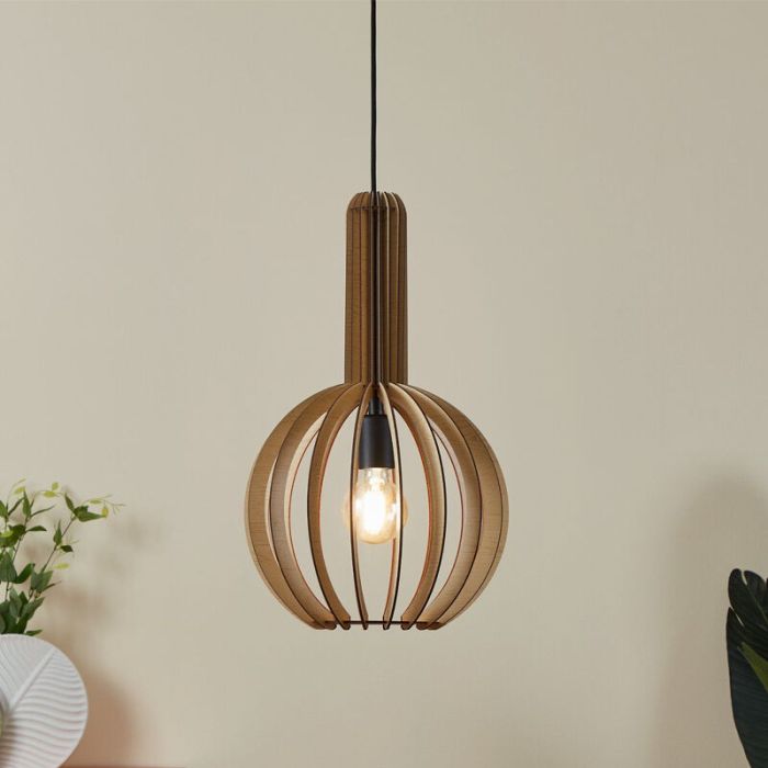 Drewniana lampa wisząca brązowa, Kenney