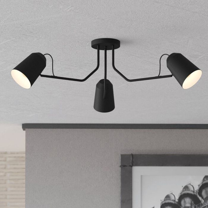 Aluminiowa industrialna lampa sufitowa czarna, Jelco
