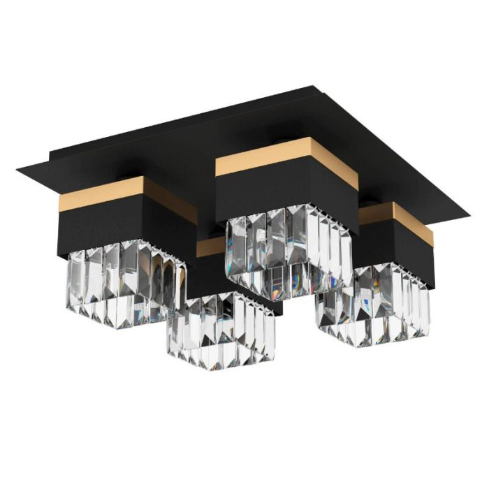 Szklana design lampa sufitowa czarna, Wensley