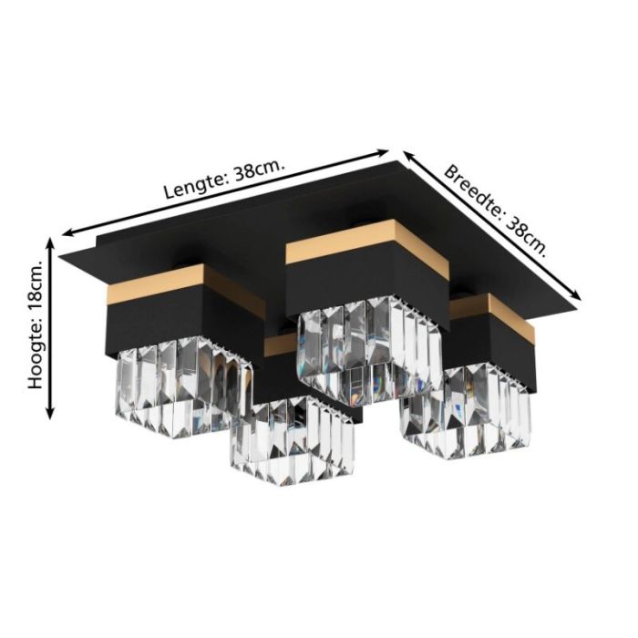 Szklana design lampa sufitowa czarna, Wensley
