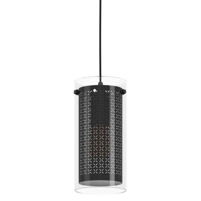 Tkanina design lampa wisząca czarna, Barceno