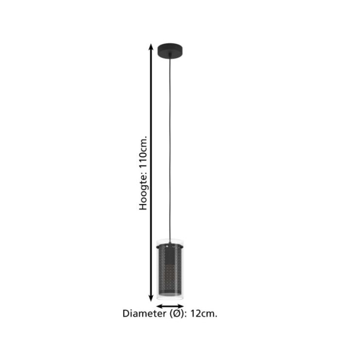 Tkanina design lampa wisząca czarna, Barceno