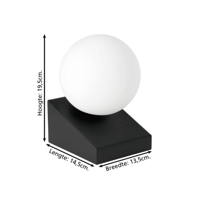 Szklana lampa stołowa czarna, Wesly, z przełącznik