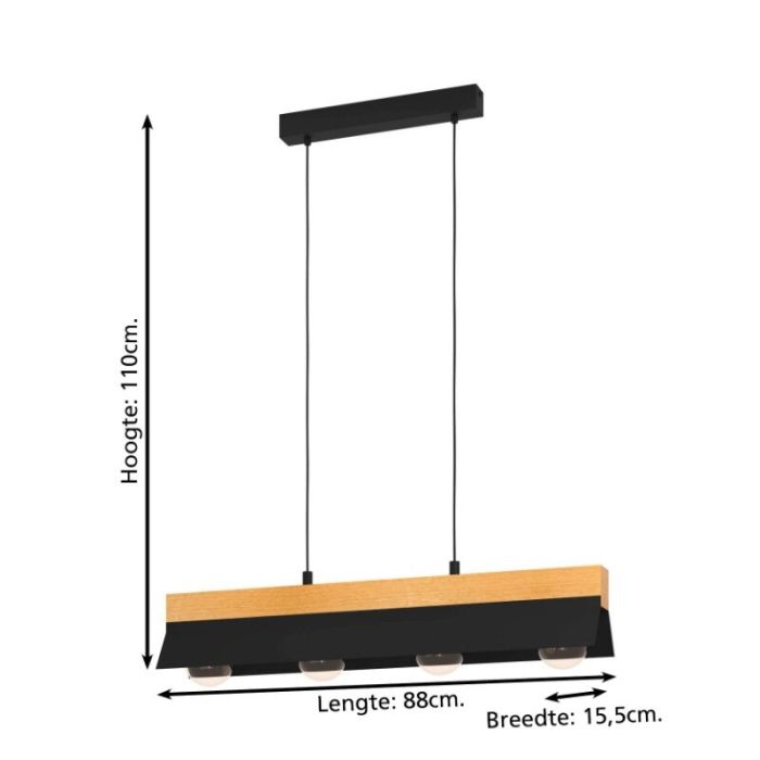 Aluminiowa industrialna lampa wisząca czarna, Kyla