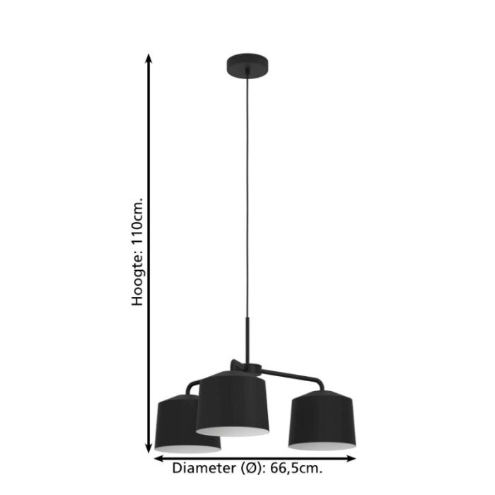 Aluminiowa industrialna lampa wisząca czarna, Vinod