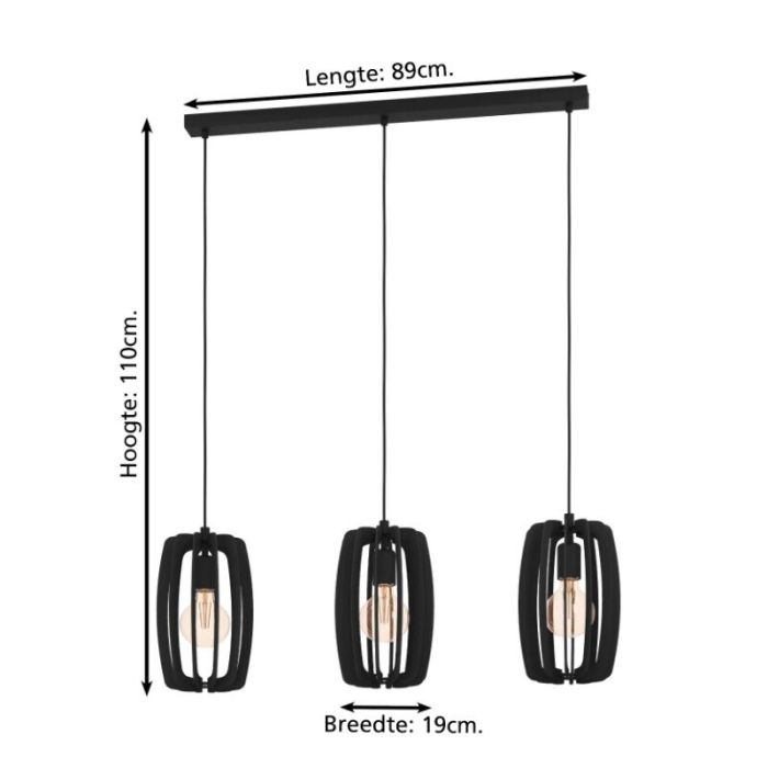 Drewniana lampa wisząca czarna, Wilko