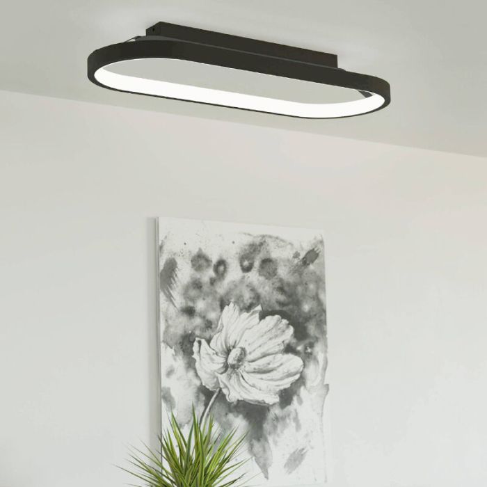 Aluminiowa nowoczesna lampa sufitowa czarna, Maira, 27W, 3000K LED, ściemniana w 3 krokach