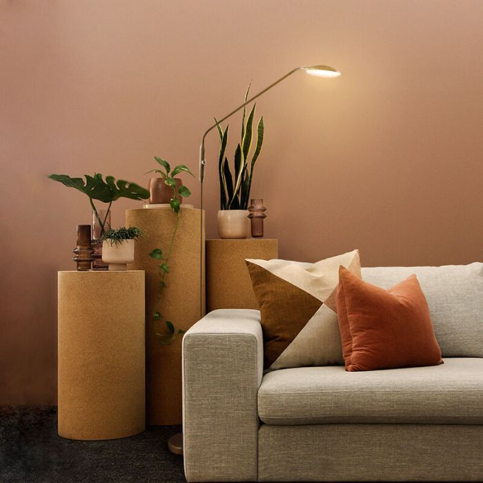 Nowoczesna lampa do czytania stojąca mosiądz, Salvador, 5W, 3000K LED, z przełącznik