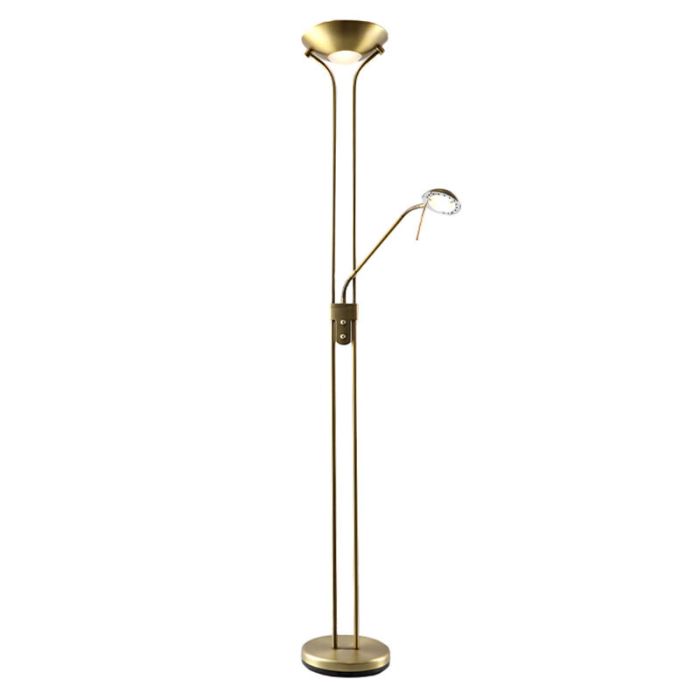 Nowoczesna lampa do czytania stojąca mosiądz, Salvador, 18W, 3000K LED, z przełącznik