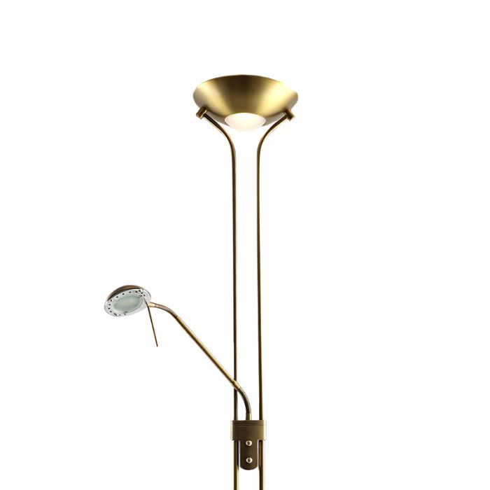 Nowoczesna lampa do czytania stojąca mosiądz, Salvador, 18W, 3000K LED, z przełącznik