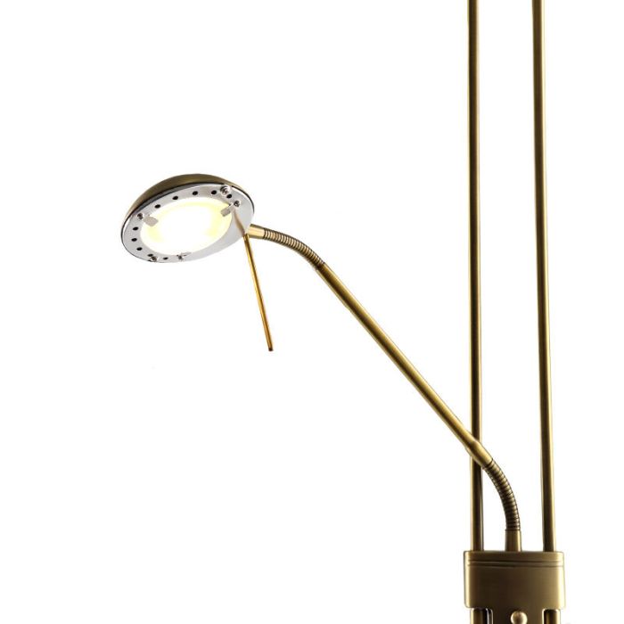 Nowoczesna lampa do czytania stojąca mosiądz, Salvador, 18W, 3000K LED, z przełącznik