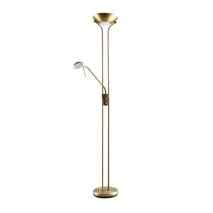 Nowoczesna lampa do czytania stojąca mosiądz, Salvador, 18W, 3000K LED, z przełącznik