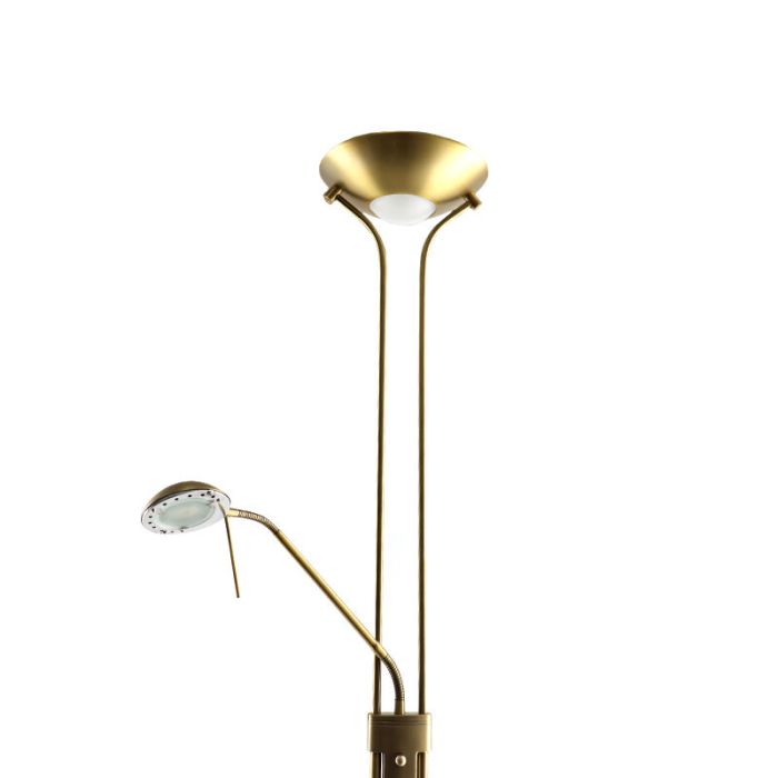 Nowoczesna lampa do czytania stojąca mosiądz, Salvador, 18W, 3000K LED, z przełącznik