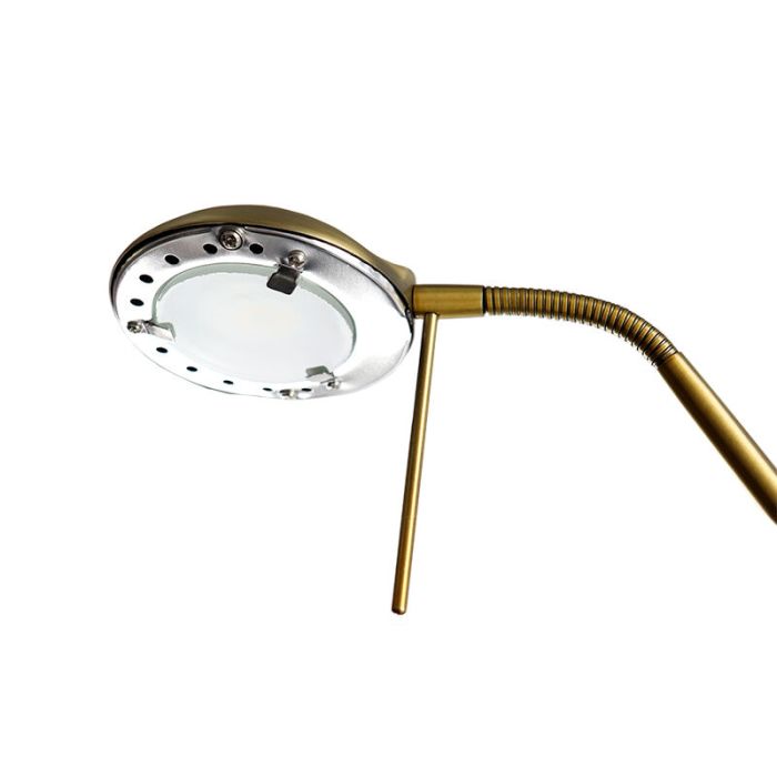 Nowoczesna lampa do czytania stojąca mosiądz, Salvador, 18W, 3000K LED, z przełącznik