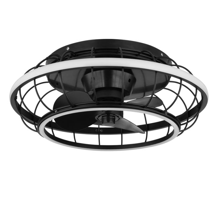Metalowy industrialny wentylator sufitowy czarny, Jorne, 30W, regulowana ciepła do zimnej bieli LED, z pilot