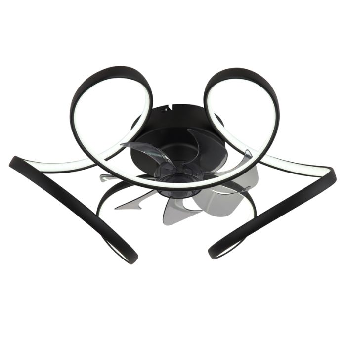 Plastikowy design wentylator sufitowy czarny, Joske, 40W, regulowana ciepła do zimnej bieli LED, z pilot