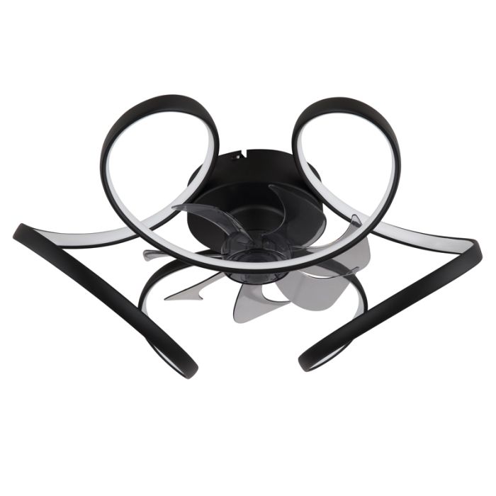 Plastikowy design wentylator sufitowy czarny, Joske, 40W, regulowana ciepła do zimnej bieli LED, z pilot