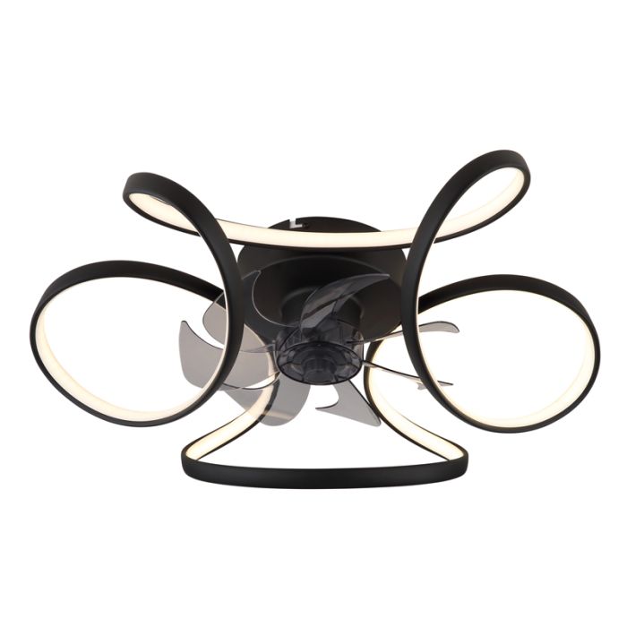 Plastikowy design wentylator sufitowy czarny, Joske, 40W, regulowana ciepła do zimnej bieli LED, z pilot
