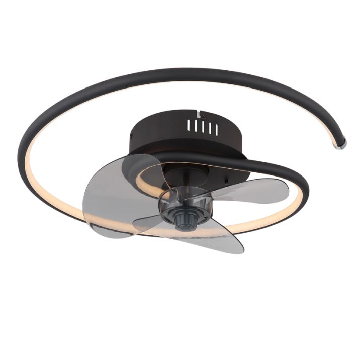 Metalowy design wentylator sufitowy czarny, Lein, 30W, regulowana ciepła do zimnej bieli LED, z pilot