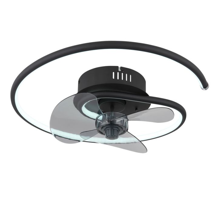 Metalowy design wentylator sufitowy czarny, Lein, 30W, regulowana ciepła do zimnej bieli LED, z pilot