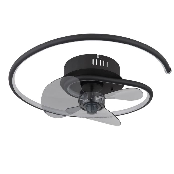 Metalowy design wentylator sufitowy czarny, Lein, 30W, regulowana ciepła do zimnej bieli LED, z pilot
